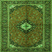 Round Machine Washable Persian Green Traditional Area Rugs, wshtr2537grn