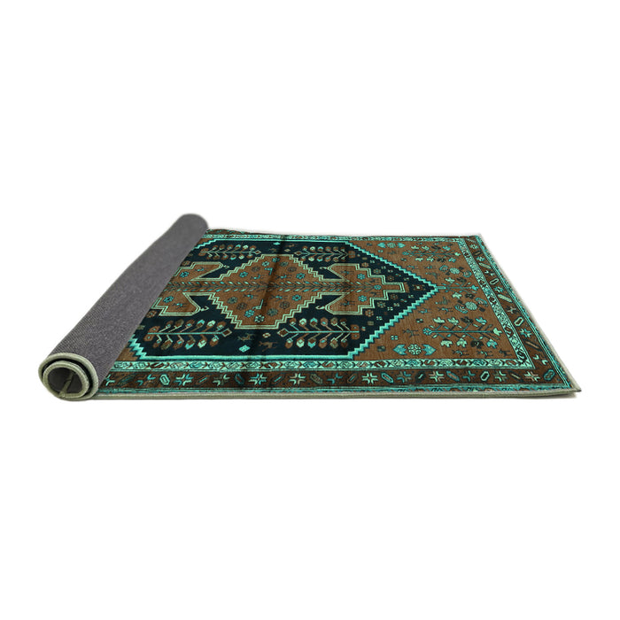 Sideview of Persian Turquoise Traditional Rug, tr2538turq
