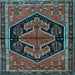 Square Machine Washable Persian Light Blue Traditional Rug, wshtr2538lblu