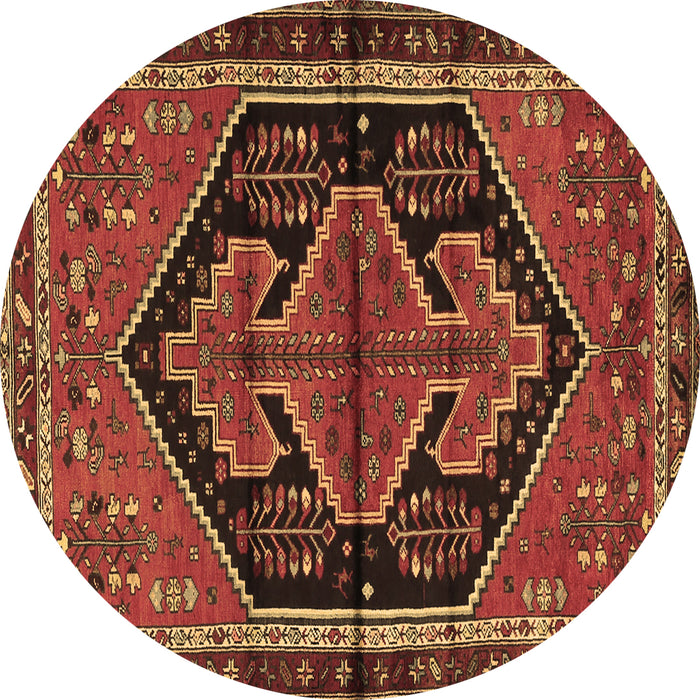 Round Persian Brown Traditional Rug, tr2538brn