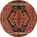 Round Persian Brown Traditional Rug, tr2538brn