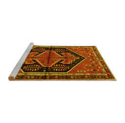 Sideview of Machine Washable Persian Yellow Traditional Rug, wshtr2538yw