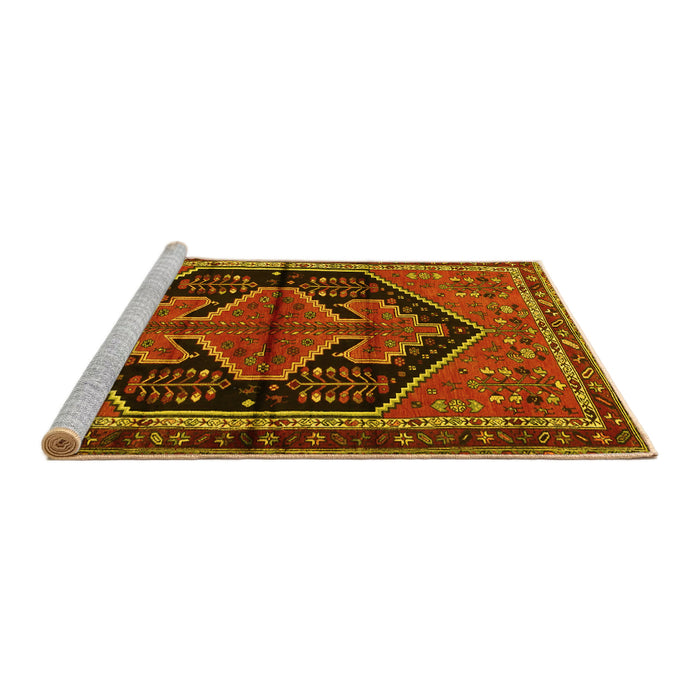 Sideview of Machine Washable Persian Yellow Traditional Rug, wshtr2538yw