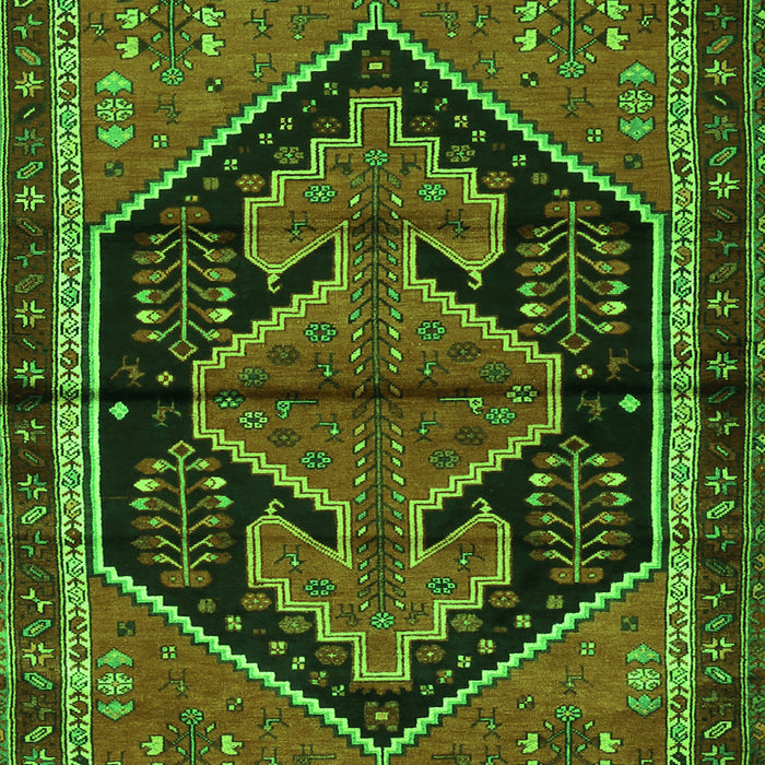Serging Thickness of Machine Washable Persian Green Traditional Area Rugs, wshtr2538grn