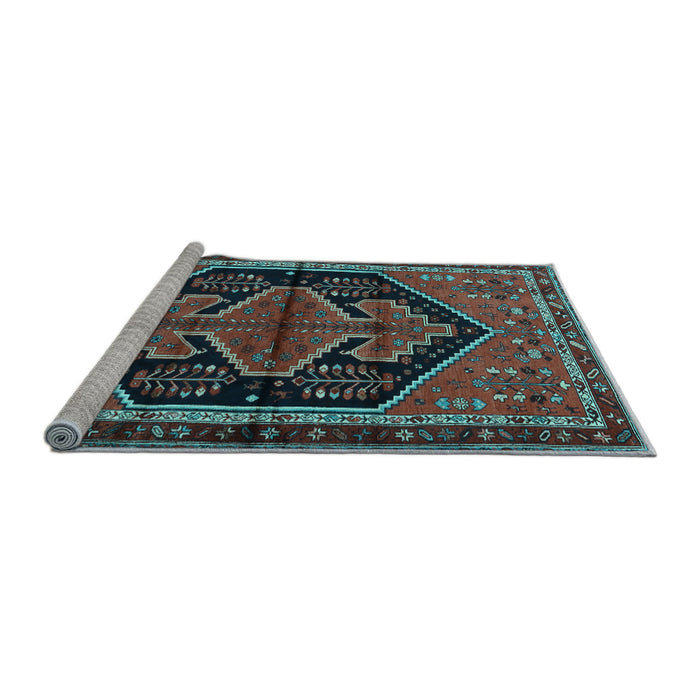 Sideview of Machine Washable Persian Light Blue Traditional Rug, wshtr2538lblu