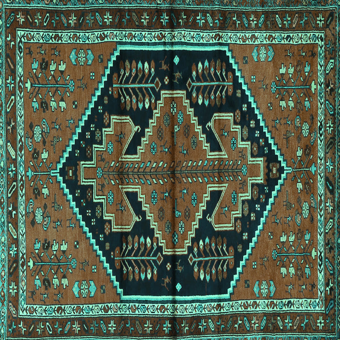 Square Persian Turquoise Traditional Rug, tr2538turq