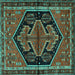 Square Persian Turquoise Traditional Rug, tr2538turq
