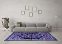 Machine Washable Persian Blue Traditional Rug, wshtr2538blu