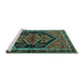 Sideview of Machine Washable Persian Turquoise Traditional Area Rugs, wshtr2538turq