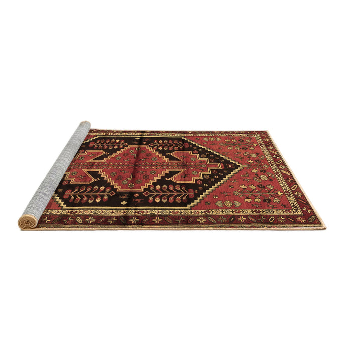 Sideview of Machine Washable Persian Brown Traditional Rug, wshtr2538brn