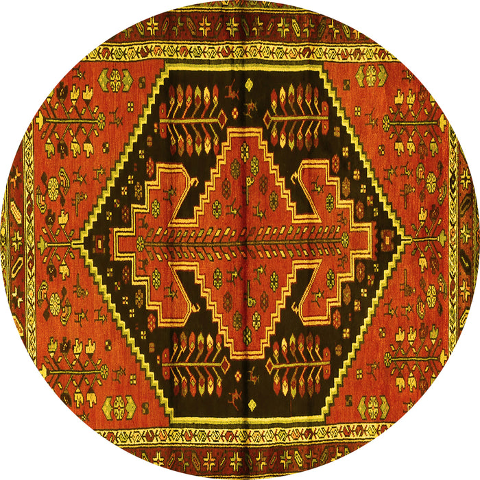 Round Persian Yellow Traditional Rug, tr2538yw