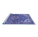 Sideview of Machine Washable Persian Blue Traditional Rug, wshtr2539blu