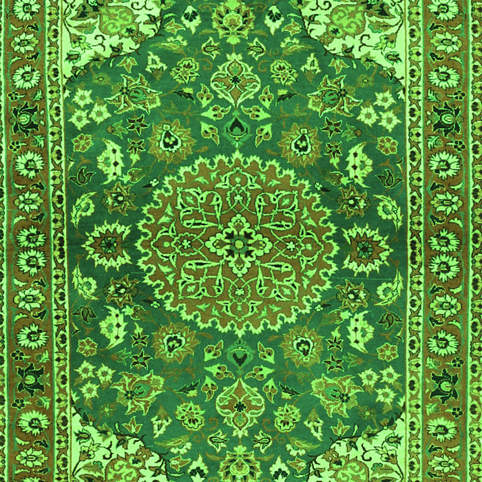 Serging Thickness of Machine Washable Persian Green Traditional Area Rugs, wshtr2539grn