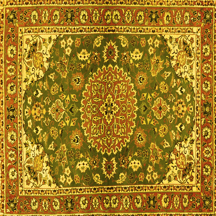 Square Machine Washable Persian Yellow Traditional Rug, wshtr2539yw