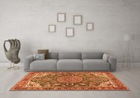 Machine Washable Persian Orange Traditional Rug, wshtr2539org