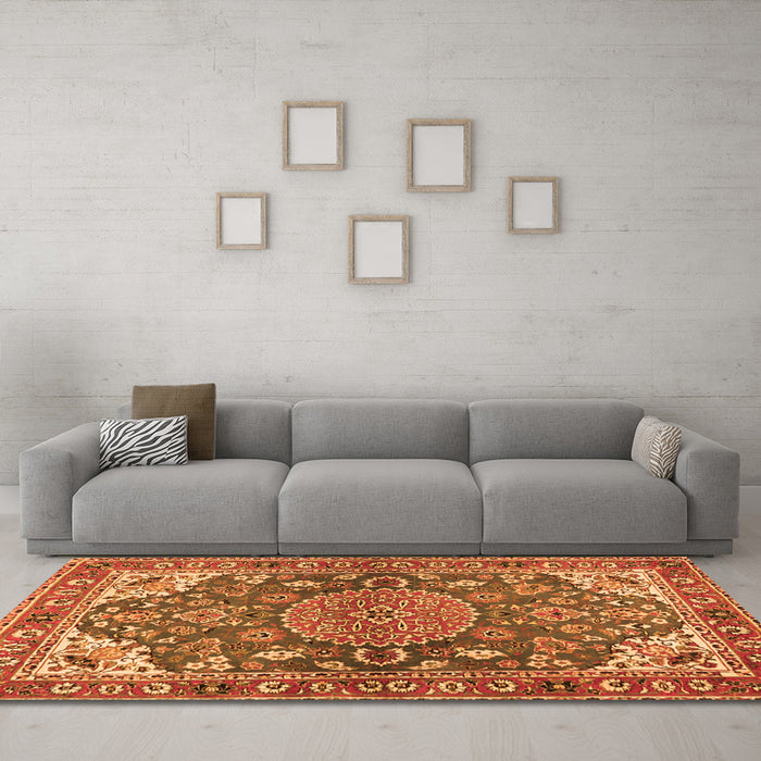 Machine Washable Persian Orange Traditional Area Rugs in a Living Room, wshtr2539org
