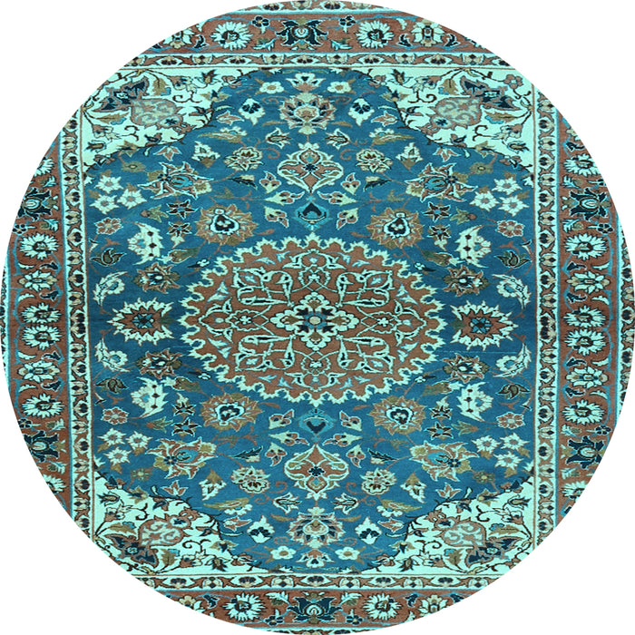 Round Persian Light Blue Traditional Rug, tr2539lblu