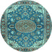 Round Persian Light Blue Traditional Rug, tr2539lblu
