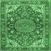 Square Machine Washable Persian Emerald Green Traditional Area Rugs, wshtr2539emgrn