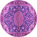 Round Machine Washable Persian Purple Traditional Area Rugs, wshtr2539pur