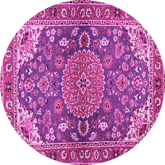 Round Machine Washable Persian Pink Traditional Rug, wshtr2539pnk