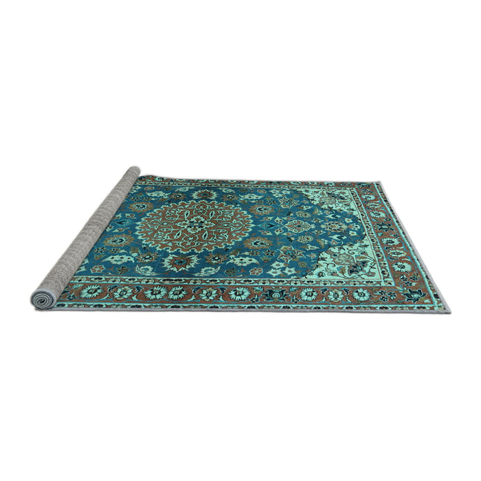 Sideview of Machine Washable Persian Light Blue Traditional Rug, wshtr2539lblu