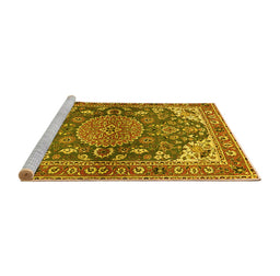 Sideview of Machine Washable Persian Yellow Traditional Rug, wshtr2539yw