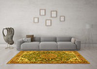 Machine Washable Persian Yellow Traditional Rug, wshtr2539yw