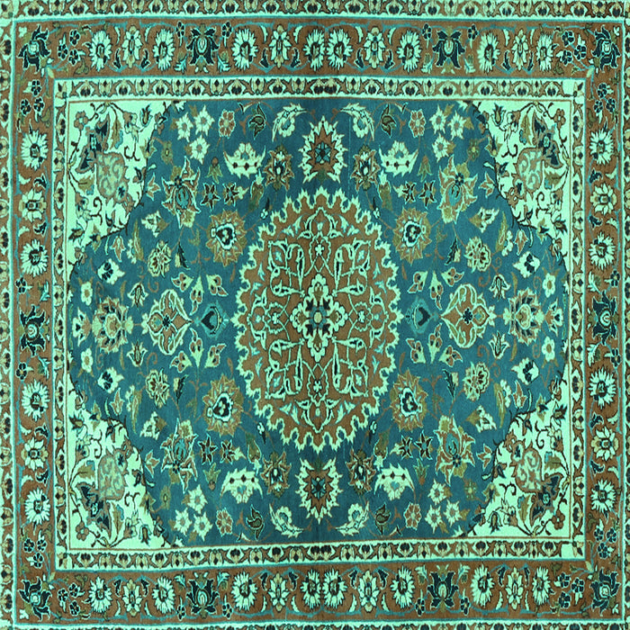 Square Machine Washable Persian Turquoise Traditional Area Rugs, wshtr2539turq
