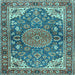 Square Machine Washable Persian Light Blue Traditional Rug, wshtr2539lblu