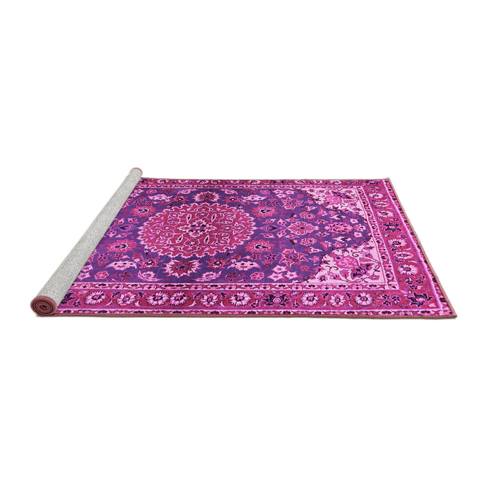 Sideview of Machine Washable Persian Pink Traditional Rug, wshtr2539pnk