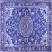 Square Machine Washable Persian Blue Traditional Rug, wshtr2539blu