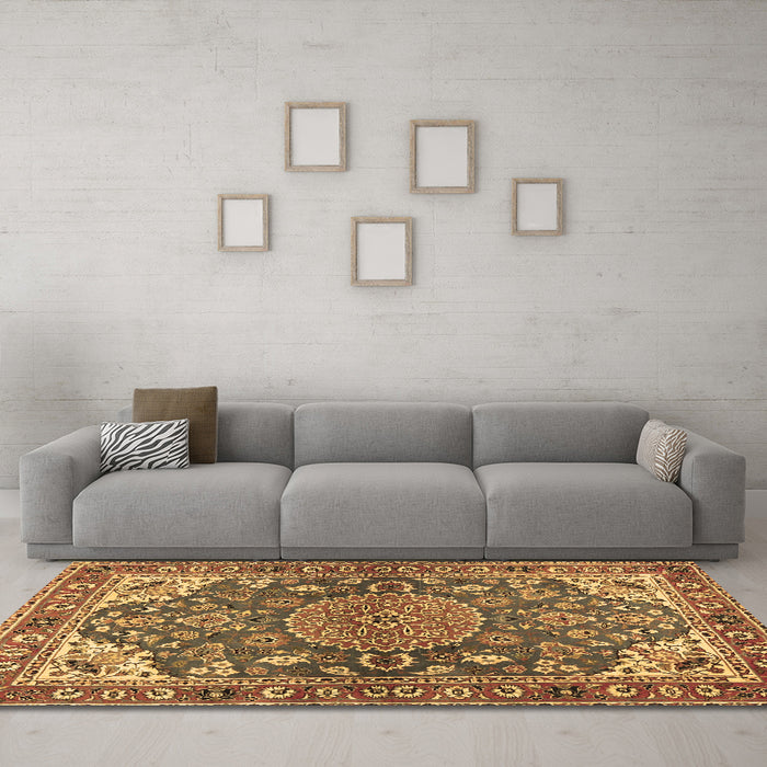 Machine Washable Persian Brown Traditional Rug in a Living Room,, wshtr2539brn