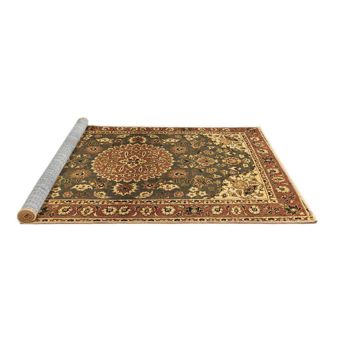 Sideview of Machine Washable Persian Brown Traditional Rug, wshtr2539brn