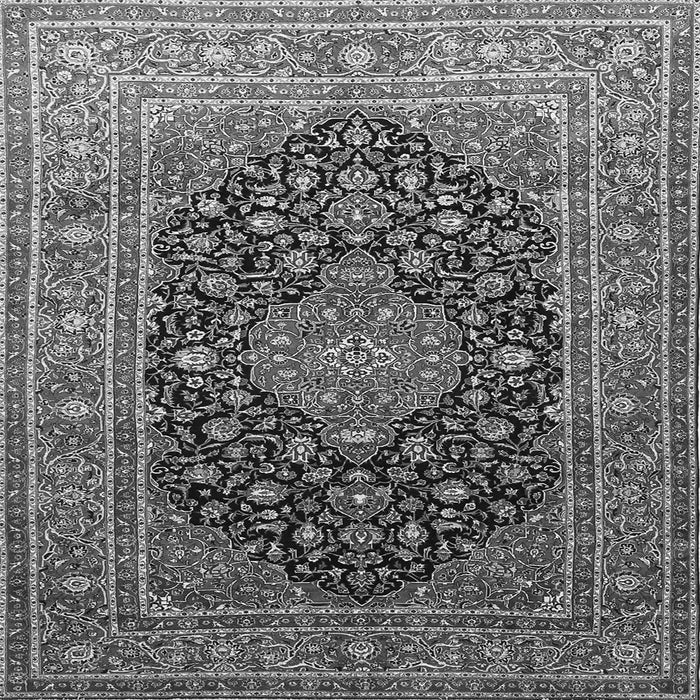 Round Machine Washable Medallion Gray Traditional Rug, wshtr253gry