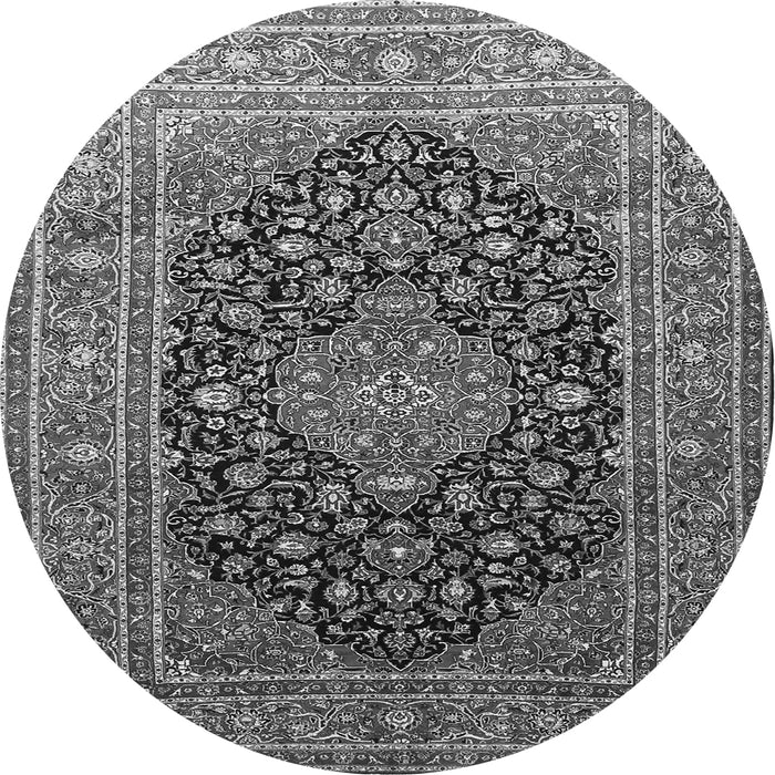 Machine Washable Medallion Gray Traditional Rug, wshtr253gry