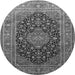 Machine Washable Medallion Gray Traditional Rug, wshtr253gry