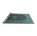 Sideview of Machine Washable Medallion Light Blue Traditional Rug, wshtr253lblu