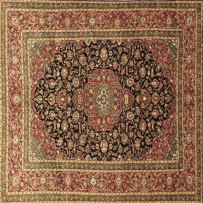 Square Machine Washable Medallion Brown Traditional Rug, wshtr253brn