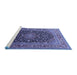 Sideview of Machine Washable Medallion Blue Traditional Rug, wshtr253blu