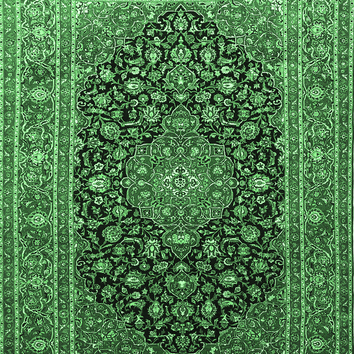Machine Washable Medallion Emerald Green Traditional Area Rugs, wshtr253emgrn