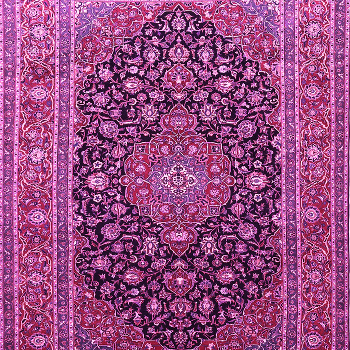 Machine Washable Medallion Pink Traditional Rug, wshtr253pnk