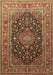 Machine Washable Medallion Brown Traditional Rug, wshtr253brn