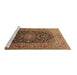 Sideview of Machine Washable Medallion Brown Traditional Rug, wshtr253brn