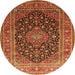 Machine Washable Medallion Orange Traditional Area Rugs, wshtr253org