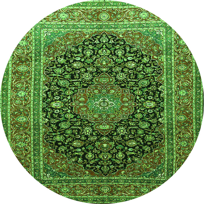Square Medallion Green Traditional Rug, tr253grn