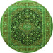 Square Medallion Green Traditional Rug, tr253grn