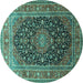 Round Medallion Turquoise Traditional Rug, tr253turq