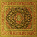 Square Medallion Yellow Traditional Rug, tr253yw