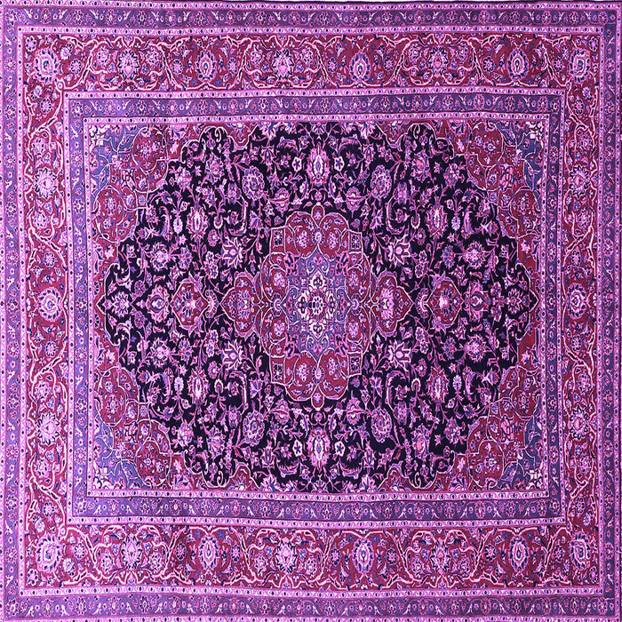 Square Machine Washable Medallion Purple Traditional Area Rugs, wshtr253pur